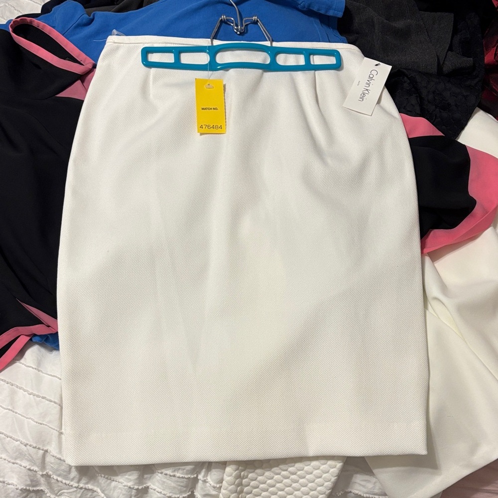 Calvin Klein Women's White Knee length Skirt NWT